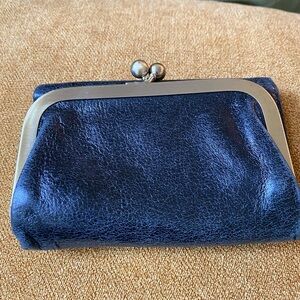 Black hobo trifold wallet with lobster clasp